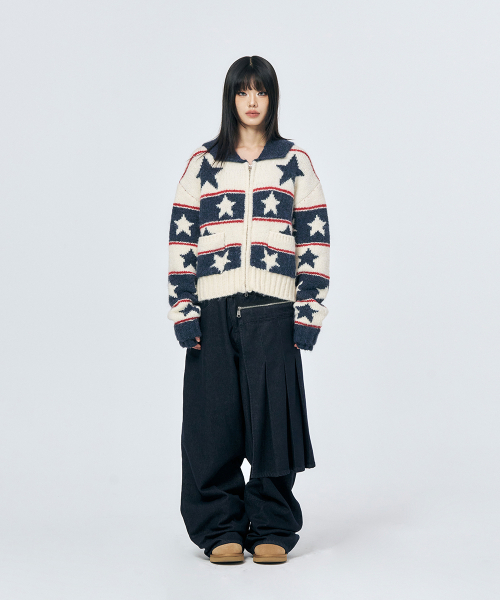 SCHISM INDUCING(スキズムインデューシング)の「STARS COWICHAN ZIP CARDIGAN NAVY(カーディガン/ボレロ・レディース・その他・OS)」の6枚目の写真