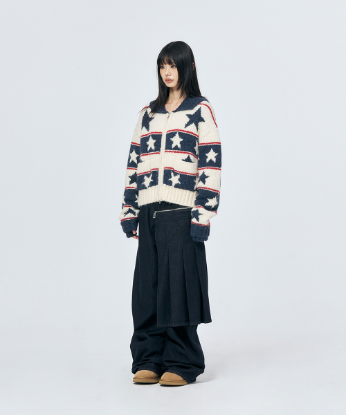 SCHISM INDUCING(スキズムインデューシング)の「STARS COWICHAN ZIP CARDIGAN NAVY(カーディガン/ボレロ・レディース・その他・OS)」の7枚目の写真