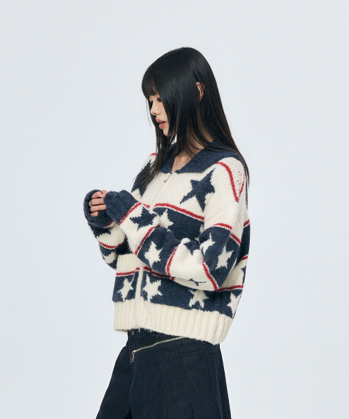 SCHISM INDUCING(スキズムインデューシング)の「STARS COWICHAN ZIP CARDIGAN NAVY(カーディガン/ボレロ・レディース・その他・OS)」の9枚目の写真