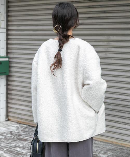 ITEMS URBANRESEARCH(アイテムズ アーバンリサーチ)の「ボアジャケット(ノーカラージャケット・レディース・グレー/ライトブラウン/オフホワイト・FREE)」の8枚目の写真