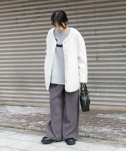 ITEMS URBANRESEARCH(アイテムズ アーバンリサーチ)の「ボアジャケット(ノーカラージャケット・レディース・グレー/ライトブラウン/オフホワイト・FREE)」の10枚目の写真