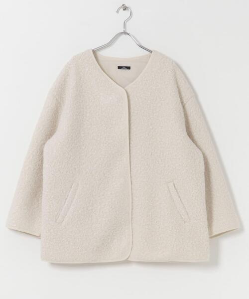 ITEMS URBANRESEARCH(アイテムズ アーバンリサーチ)の「ボアジャケット(ノーカラージャケット・レディース・グレー/ライトブラウン/オフホワイト・FREE)」の11枚目の写真