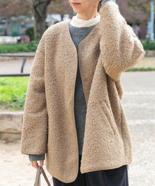 ITEMS URBANRESEARCH(アイテムズ アーバンリサーチ)の「ボアジャケット(ノーカラージャケット・レディース・グレー/ライトブラウン/オフホワイト・FREE)」の14枚目の写真