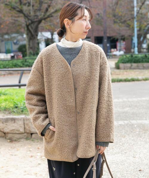 ITEMS URBANRESEARCH(アイテムズ アーバンリサーチ)の「ボアジャケット(ノーカラージャケット・レディース・グレー/ライトブラウン/オフホワイト・FREE)」の16枚目の写真