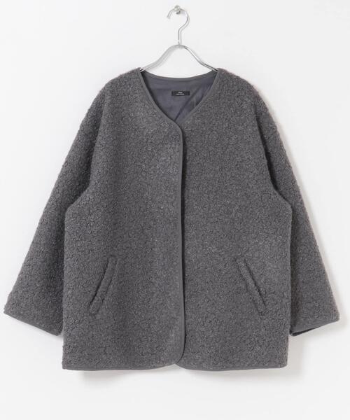 ITEMS URBANRESEARCH(アイテムズ アーバンリサーチ)の「ボアジャケット(ノーカラージャケット・レディース・グレー/ライトブラウン/オフホワイト・FREE)」の10枚目の写真