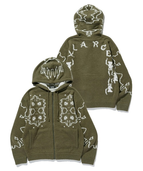 XLARGE(エクストララージ)の「JACQUARD FUZZY ZIP UP HOODED SWEATER(ニット/セーター・メンズ・ブラック/オリーブ/ブルー・S/M/L/XL)」の3枚目の写真