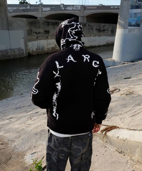 XLARGE(エクストララージ)の「JACQUARD FUZZY ZIP UP HOODED SWEATER(ニット/セーター・メンズ・ブラック/オリーブ/ブルー・S/M/L/XL)」の2枚目の写真