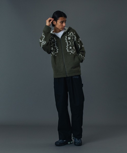 XLARGE(エクストララージ)の「JACQUARD FUZZY ZIP UP HOODED SWEATER(ニット/セーター・メンズ・ブラック/オリーブ/ブルー・S/M/L/XL)」の10枚目の写真