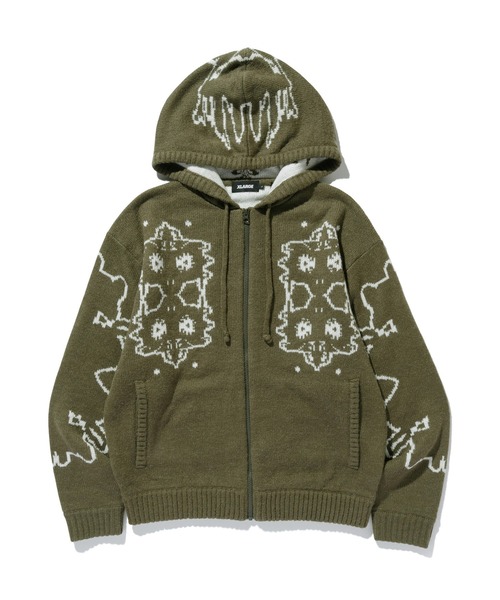 ゆるり JACQUARD FUZZY ZIP UP HOODED SWEATER（ニット/セーター）｜XLARGE