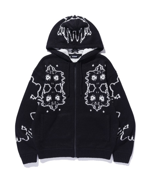 ゆるり JACQUARD FUZZY ZIP UP HOODED SWEATER（ニット/セーター）｜XLARGE
