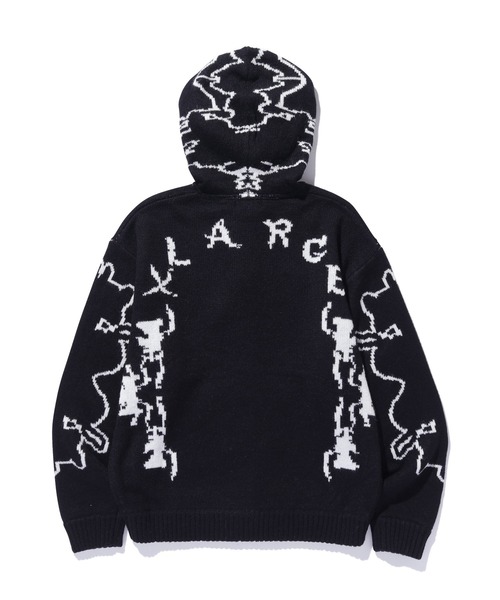 XLARGE(エクストララージ)の「JACQUARD FUZZY ZIP UP HOODED SWEATER(ニット/セーター・メンズ・ブラック/オリーブ/ブルー・S/M/L/XL)」の4枚目の写真