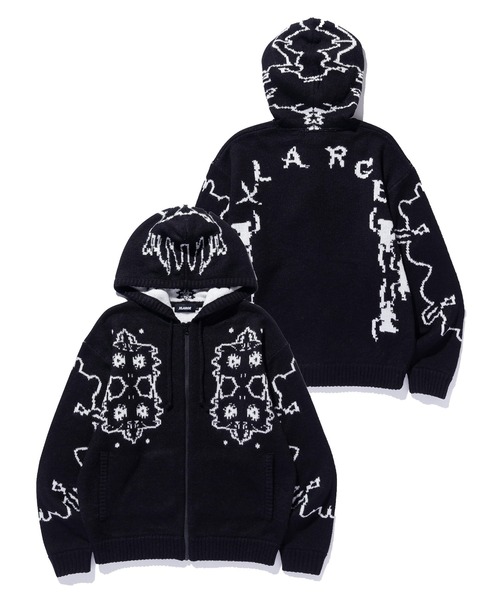 JACQUARD FUZZY ZIP UP HOODED SWEATER（ニット/セーター）｜XLARGE