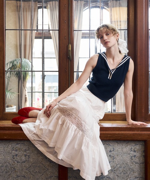 DEICY(デイシー)の「セーラーカラーマリンニット(ニット/セーター・レディース・ネイビー/ピンク/アイボリー・FREE)」の1枚目の写真