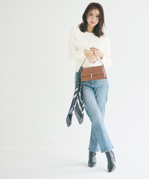 coca(coca)(コカ)の「チュールドッキングリブニット(ニット/セーター・レディース・チャコール/アイボリー・L/M/S)」の6枚目の写真