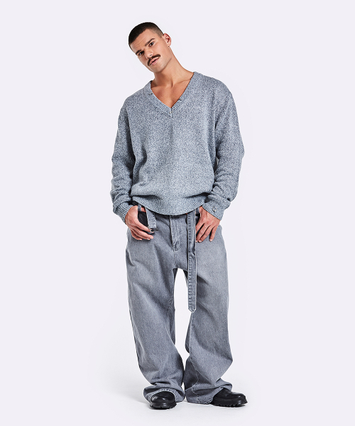 51%(フィフティーワンパーセント)の「ピアスVネックニット - グレー(ニット/セーター・メンズ・その他・MEDIUM/LARGE)」の3枚目の写真