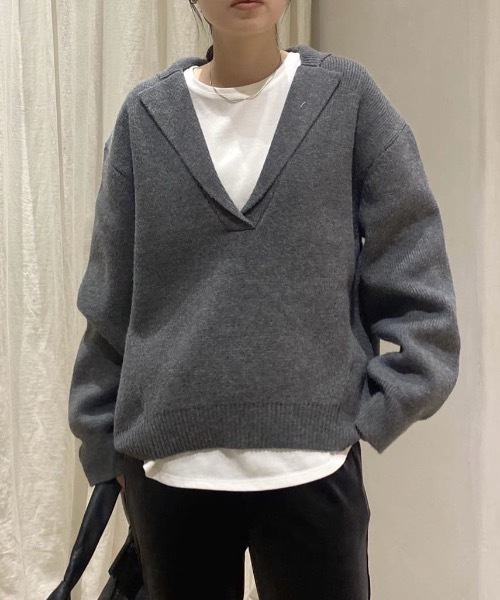 niaulab TV by ZOZO紹介】テーラーカラーニットトップ（ニット