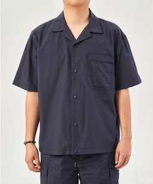 PLAC（プラック）の「オープンカラー半袖シャツネイビー（シャツ/ブラウス）」