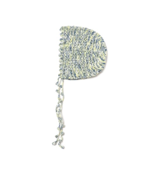 Ray BEAMS（レイビームス）の「ポンポン ボンネット帽（ニットキャップ/ビーニー・レディース・ダークブラウン/イエロー/サックスブルー・ONE SIZE）」の3枚目の写真