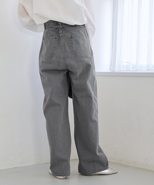 coen(コーエン)の「ウエストリボン ワイドストレートデニムパンツ(デニムパンツ・レディース・コバルトブルー/ライトブルー/ライトグレー・S/M/L)」の6枚目の写真