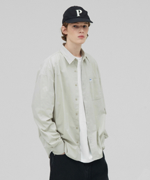 [M~4XL] フローコットンシャツ_ベージュ