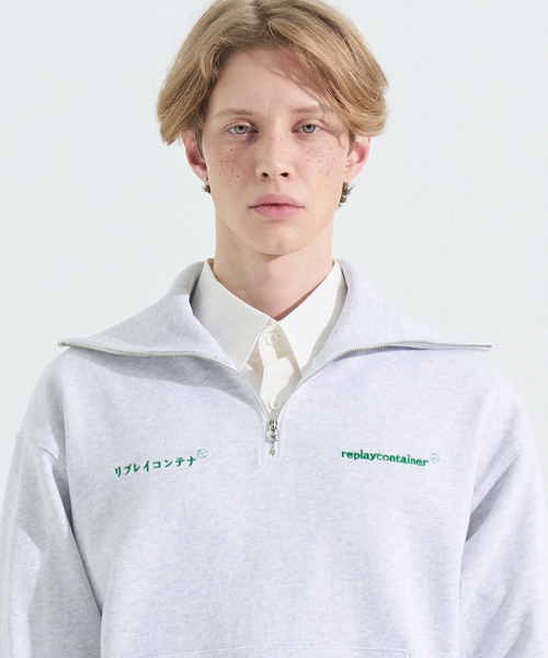 replaycontainer(リプレイコンテナ)の「double logo long half zipup mtm (white melange)(スウェット・メンズ・その他・FREE)」の1枚目の写真