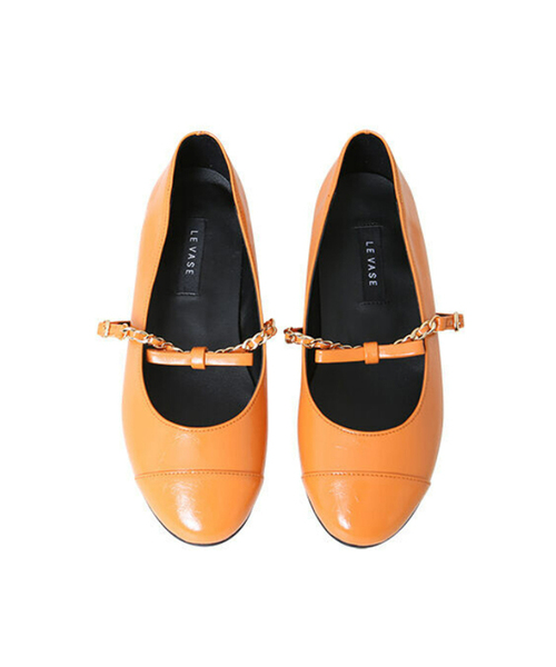 LEVASE(ルバズ)の「eg) jenny chain flat-orange 2cm(バレエシューズ・レディース・その他・38/39/35/36/37/36.5/37.5/35.5/38.5)」の1枚目の写真