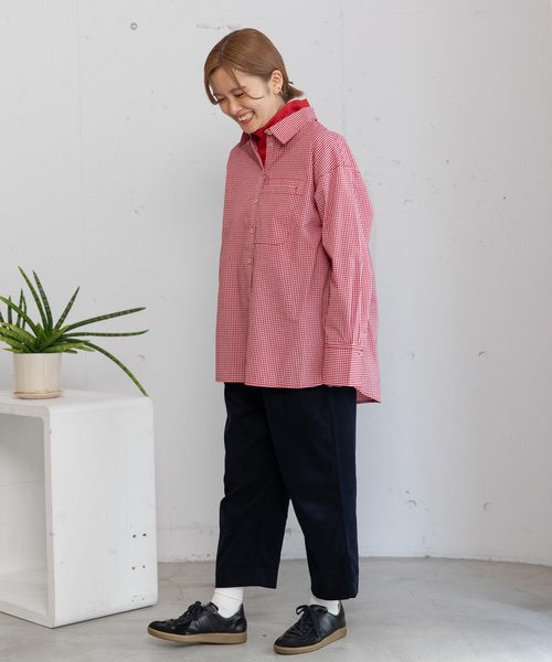 POU DOU DOU（プードゥドゥ）の「ラウンドテールタートルネックトップス（Tシャツ/カットソー・レディース・レッド/ブラック/アイボリー・M）」の5枚目の写真