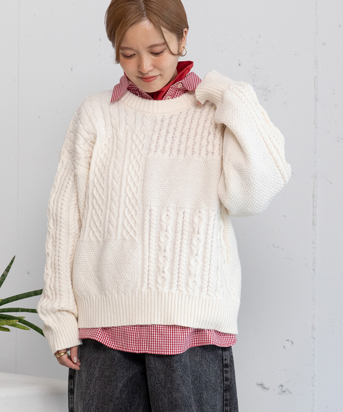 POU DOU DOU（プードゥドゥ）の「ラウンドテールタートルネックトップス（Tシャツ/カットソー・レディース・レッド/ブラック/アイボリー・M）」の6枚目の写真