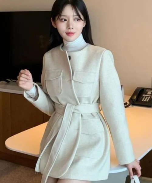 semplice(センプリチェ)の「トレンチコート【韓国ファッション】(トレンチコート・レディース・ブラック/アイボリー/グレー・F)」の17枚目の写真