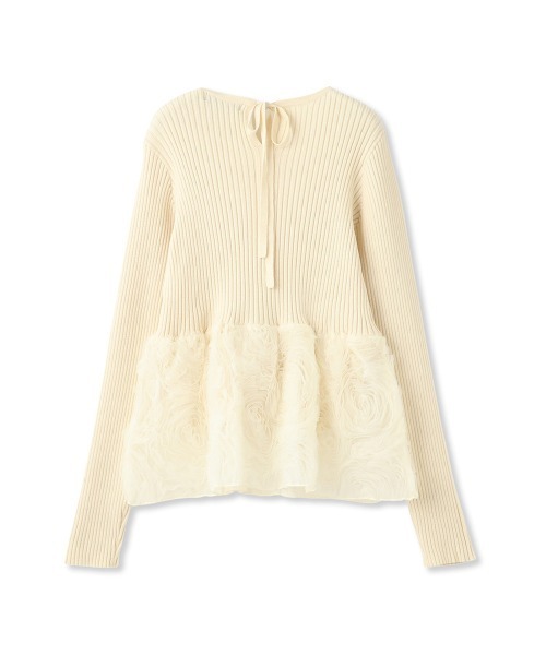 QUEENS COURT（クイーンズコート）の「フラワーチュールペプラムリブニット≪手洗い可能≫（ニット/セーター・レディース・オフホワイト/ブラック/ブラウン・M）」の17枚目の写真