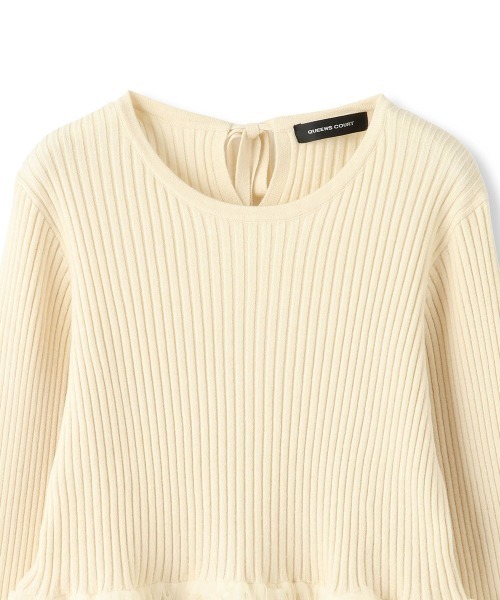 QUEENS COURT（クイーンズコート）の「フラワーチュールペプラムリブニット≪手洗い可能≫（ニット/セーター・レディース・オフホワイト/ブラック/ブラウン・M）」の18枚目の写真