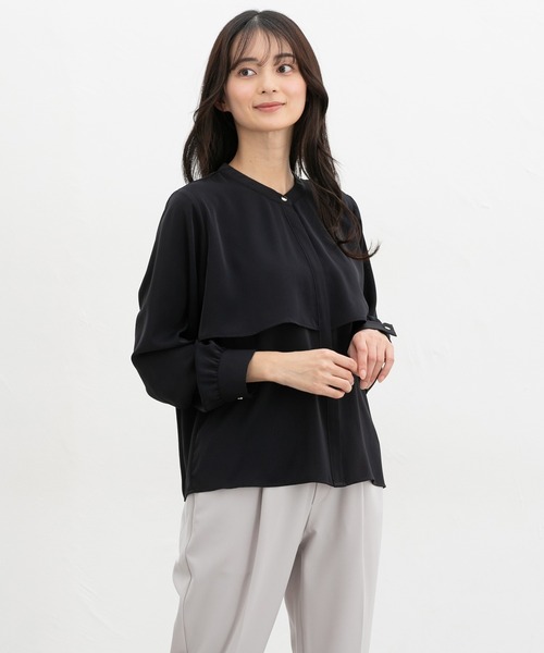 Honeys（ハニーズ）の「ケープ風ブラウス（シャツ/ブラウス・レディース・ホワイト/ホワイト系その他/スモーキーグリーン系/ネイビー・3L/S/M/LL/L）」の9枚目の写真