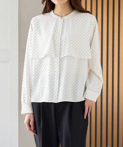 Honeys（ハニーズ）の「ケープ風ブラウス（シャツ/ブラウス・レディース・ホワイト/ホワイト系その他/スモーキーグリーン系/ネイビー・3L/S/M/LL/L）」の17枚目の写真