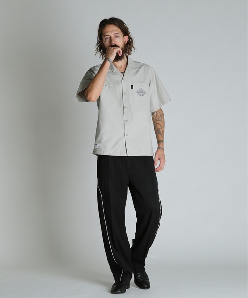 schott（ショット）の「Schott/ショット/NC SHIRT EMB/エヌシー 刺繍 シャツ（シャツ/ブラウス・メンズ・ブラック/グレー/ミント・M/L/XL/2XL）」の7枚目の写真