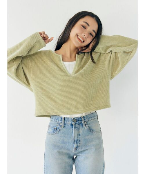 Ungrid（アングリッド）の「モールダブルフェイスロングスリーブTee（Tシャツ/カットソー・レディース・アイボリー/イエロー/グリーン・FREE）」の4枚目の写真