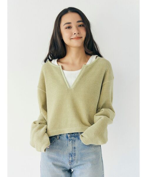 Ungrid（アングリッド）の「モールダブルフェイスロングスリーブTee（Tシャツ/カットソー・レディース・アイボリー/イエロー/グリーン・FREE）」の5枚目の写真