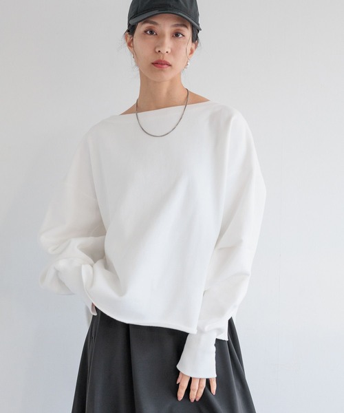 HEREIAM（ヘレイアム）の「【HEREIAM】オフショルスウェットプルオーバー（スウェット・レディース・スミクロ/ライトピンク/ホワイト・FREE）」の2枚目の写真