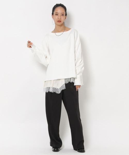 HEREIAM（ヘレイアム）の「【HEREIAM】オフショルスウェットプルオーバー（スウェット・レディース・スミクロ/ライトピンク/ホワイト・FREE）」の5枚目の写真