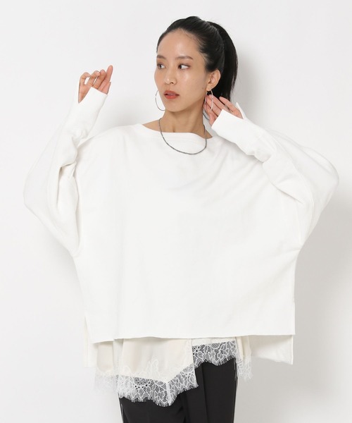 HEREIAM（ヘレイアム）の「【HEREIAM】オフショルスウェットプルオーバー（スウェット・レディース・スミクロ/ライトピンク/ホワイト・FREE）」の8枚目の写真