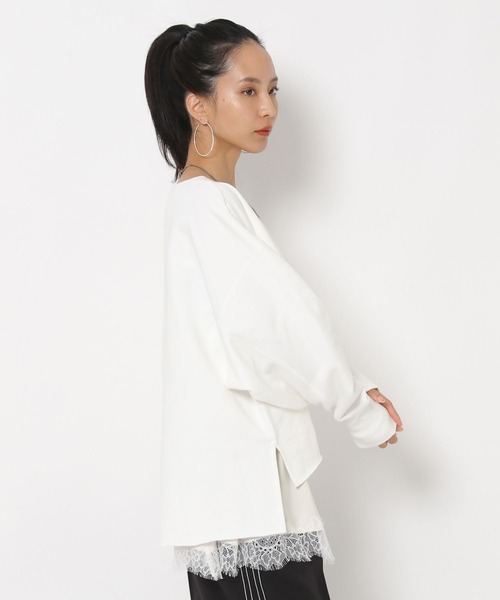 HEREIAM（ヘレイアム）の「【HEREIAM】オフショルスウェットプルオーバー（スウェット・レディース・スミクロ/ライトピンク/ホワイト・FREE）」の9枚目の写真