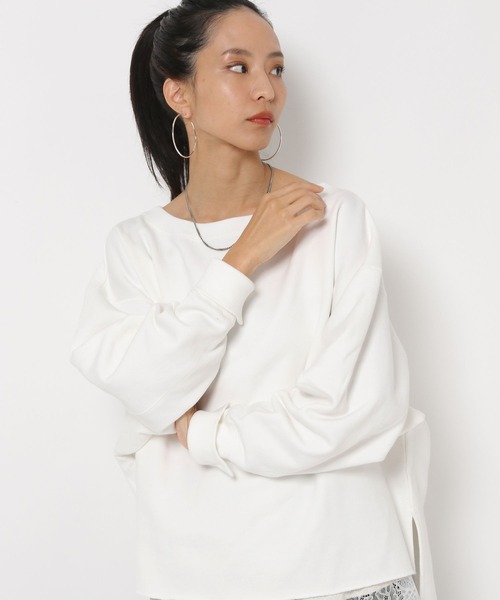 HEREIAM（ヘレイアム）の「【HEREIAM】オフショルスウェットプルオーバー（スウェット・レディース・スミクロ/ライトピンク/ホワイト・FREE）」の11枚目の写真