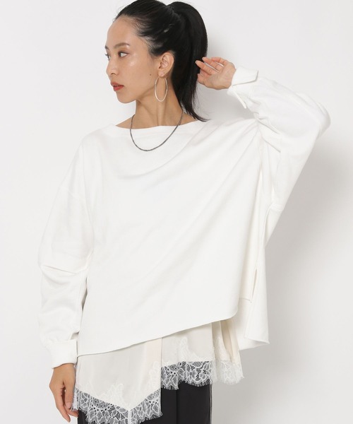 HEREIAM（ヘレイアム）の「【HEREIAM】オフショルスウェットプルオーバー（スウェット・レディース・スミクロ/ライトピンク/ホワイト・FREE）」の12枚目の写真