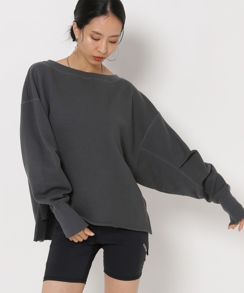 HEREIAM（ヘレイアム）の「【HEREIAM】オフショルスウェットプルオーバー（スウェット・レディース・スミクロ/ライトピンク/ホワイト・FREE）」の18枚目の写真