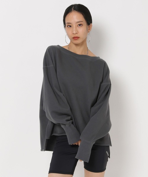 HEREIAM（ヘレイアム）の「【HEREIAM】オフショルスウェットプルオーバー（スウェット・レディース・スミクロ/ライトピンク/ホワイト・FREE）」の19枚目の写真