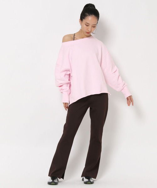 HEREIAM（ヘレイアム）の「【HEREIAM】オフショルスウェットプルオーバー（スウェット・レディース・スミクロ/ライトピンク/ホワイト・FREE）」の21枚目の写真