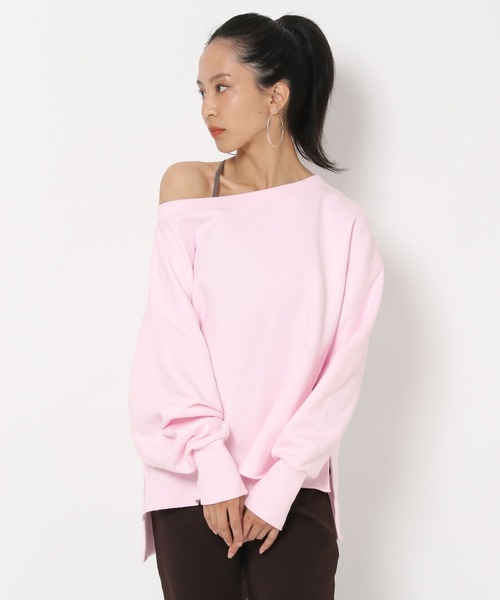 HEREIAM（ヘレイアム）の「【HEREIAM】オフショルスウェットプルオーバー（スウェット・レディース・スミクロ/ライトピンク/ホワイト・FREE）」の22枚目の写真