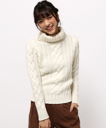 Khaju | Khaju: リブケーブルタートルニット(ニット/セーター)