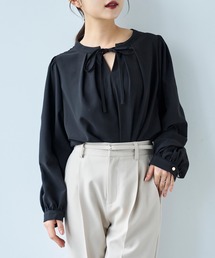 mil | 配色リボン キーネックブラウス 【セレモニー/オケージョン】【585139】(シャツ/ブラウス)