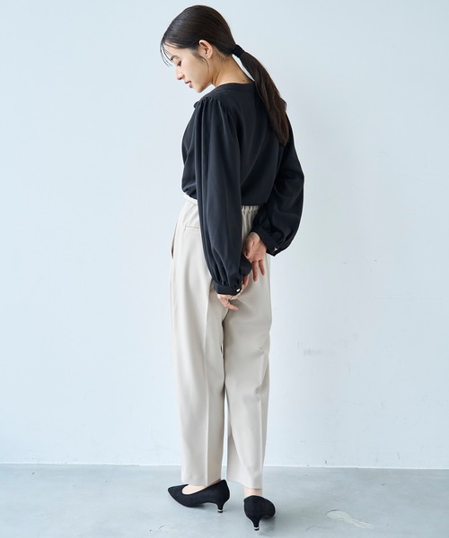 mil（ミル）の「配色リボン キーネックブラウス 【セレモニー/オケージョン】【585139】（シャツ/ブラウス・レディース・ブラック/ベージュ/オフホワイト・XS/S）」の8枚目の写真