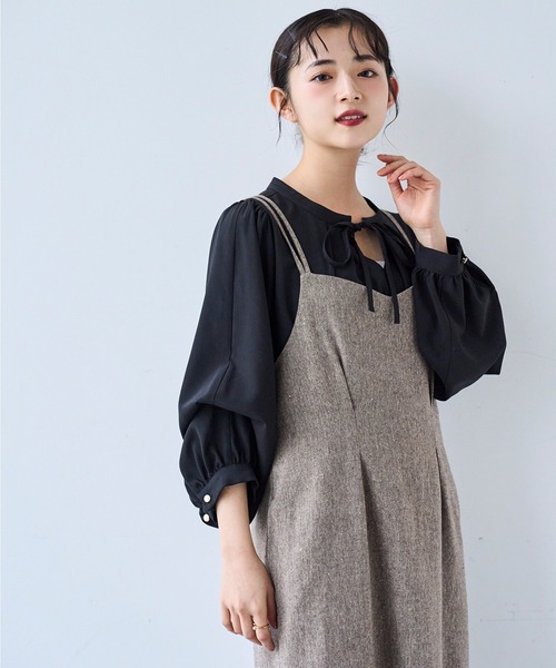 mil（ミル）の「配色リボン キーネックブラウス 【セレモニー/オケージョン】【585139】（シャツ/ブラウス・レディース・ブラック/ベージュ/オフホワイト・XS/S）」の14枚目の写真